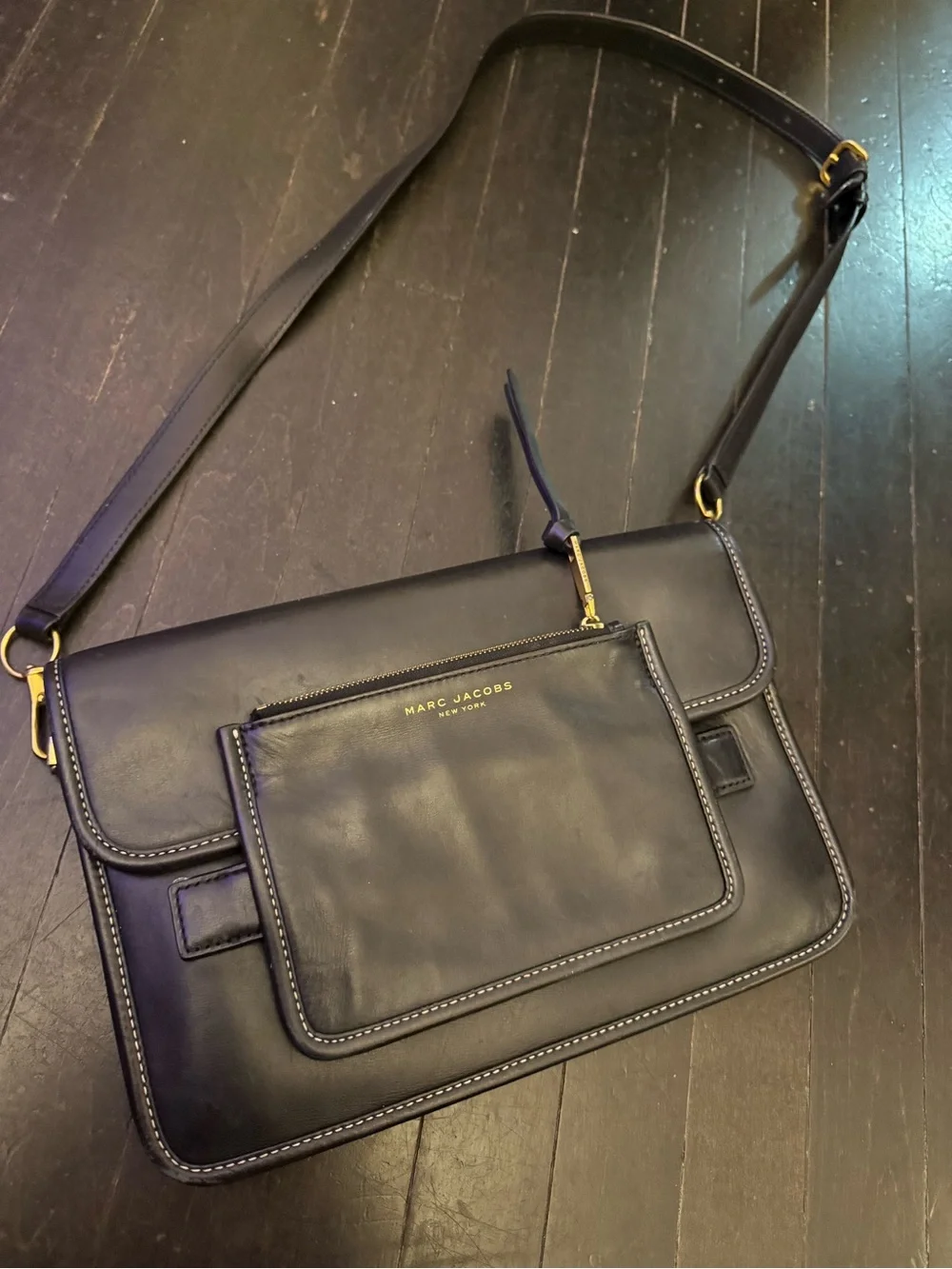 Marc Jacobs Madison Black Leather Messenger/Crossbody Bag (2016)